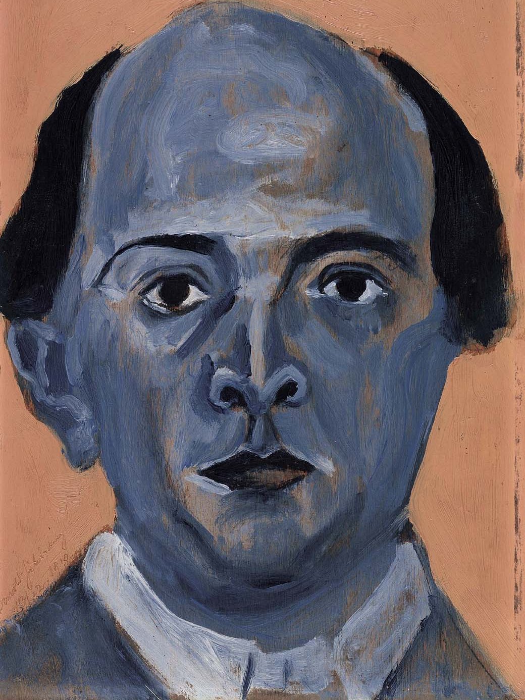 Blue self-portrait of Arnold Schoenbergs