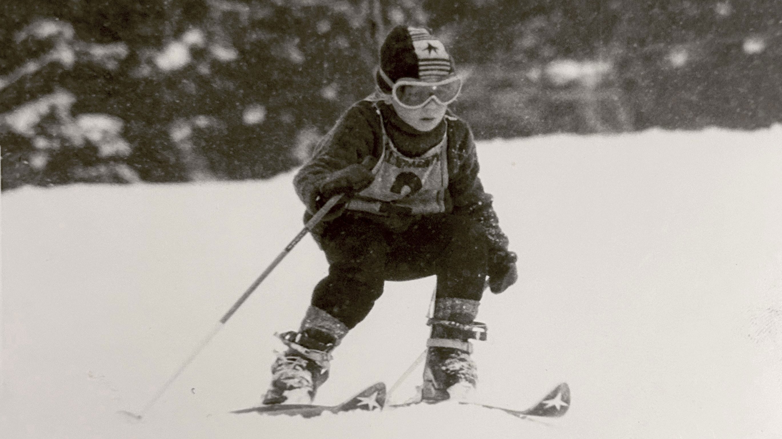 Wenzel Fuchs as a boy, skiing.