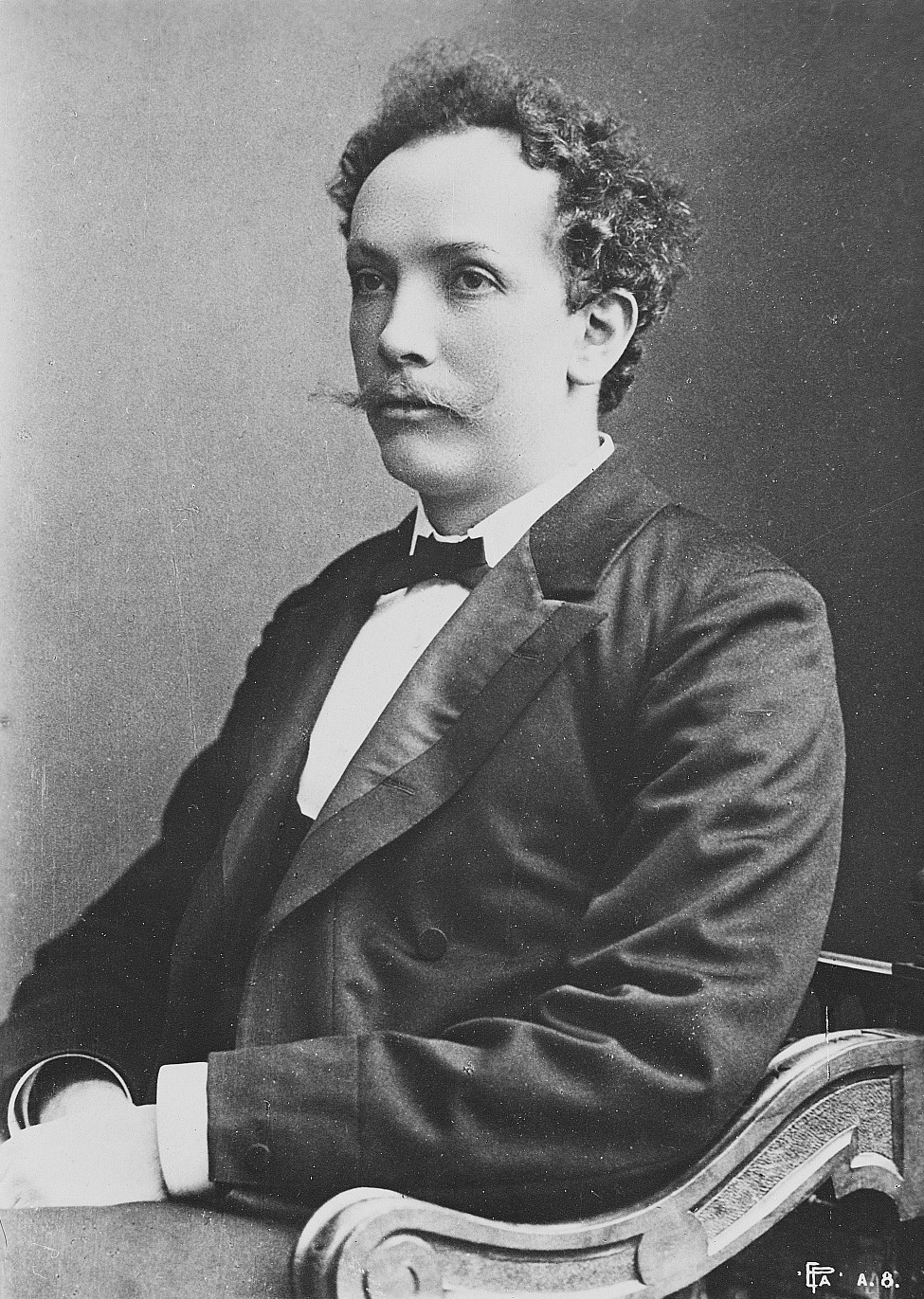 Foto von Richard Strauss sitzend mit Schnauzbart