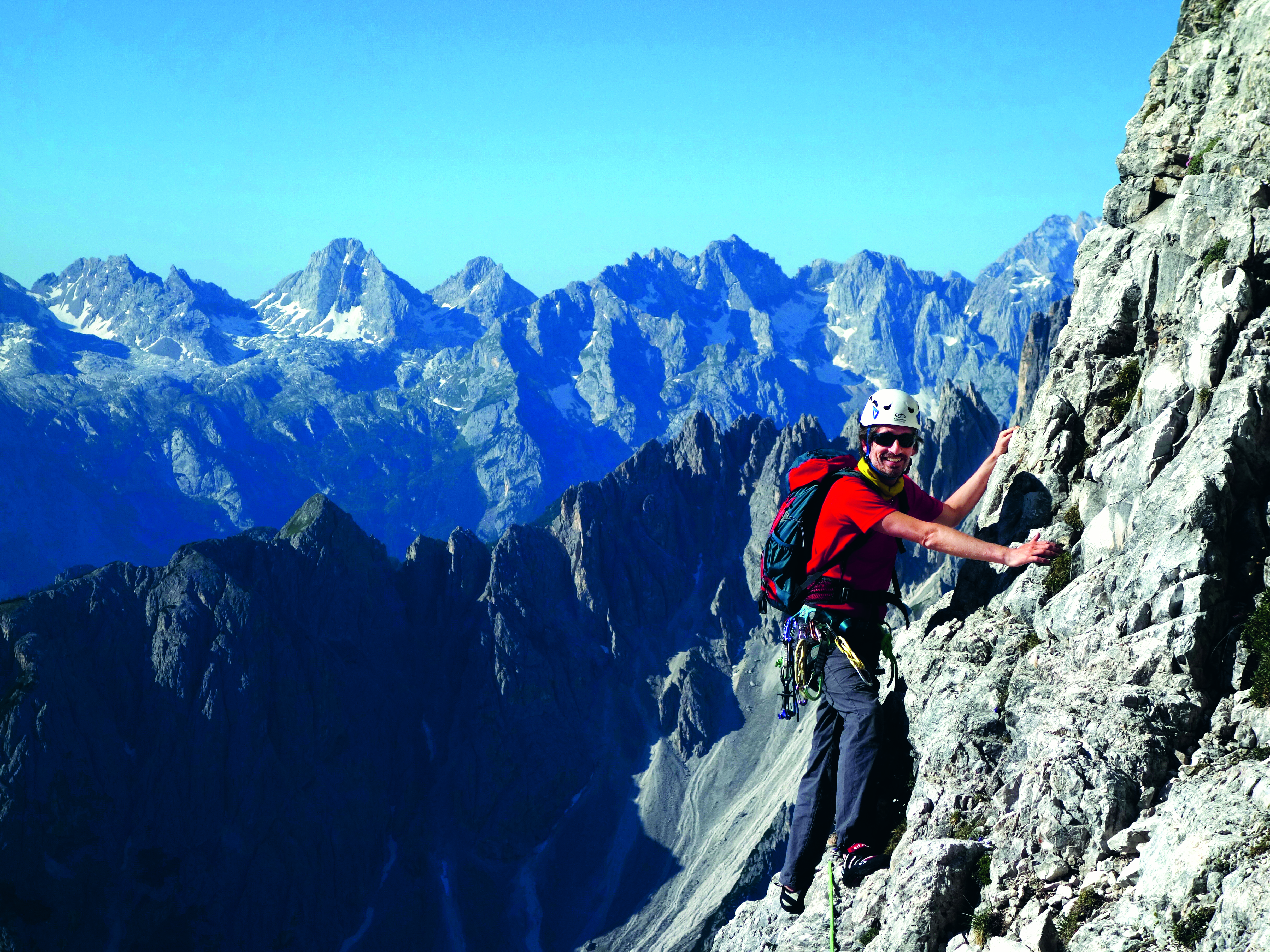 Raphael Haeger an den Drei Zinnen in den Dolomiten.