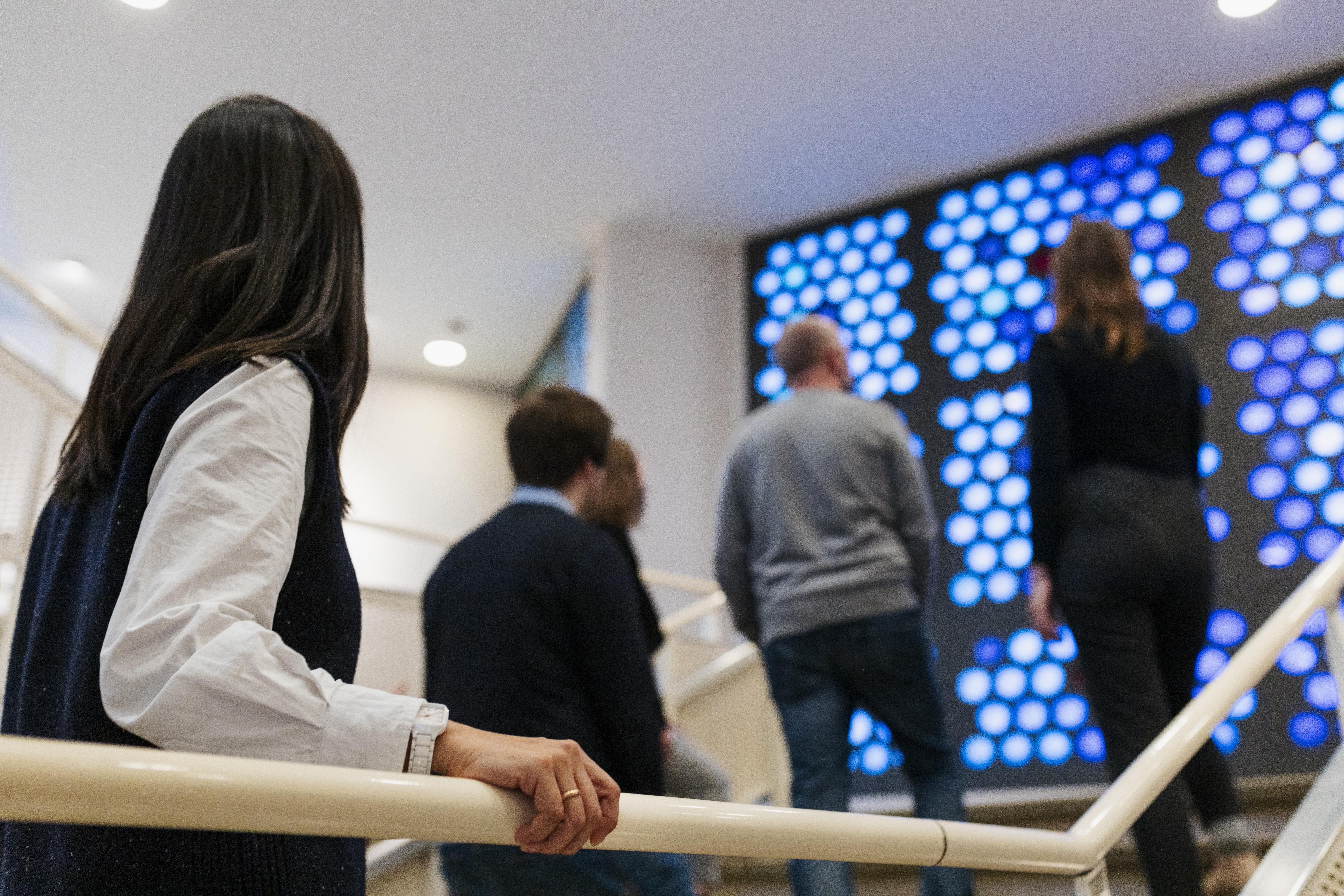 A group walks through the Philharmonie Berlin