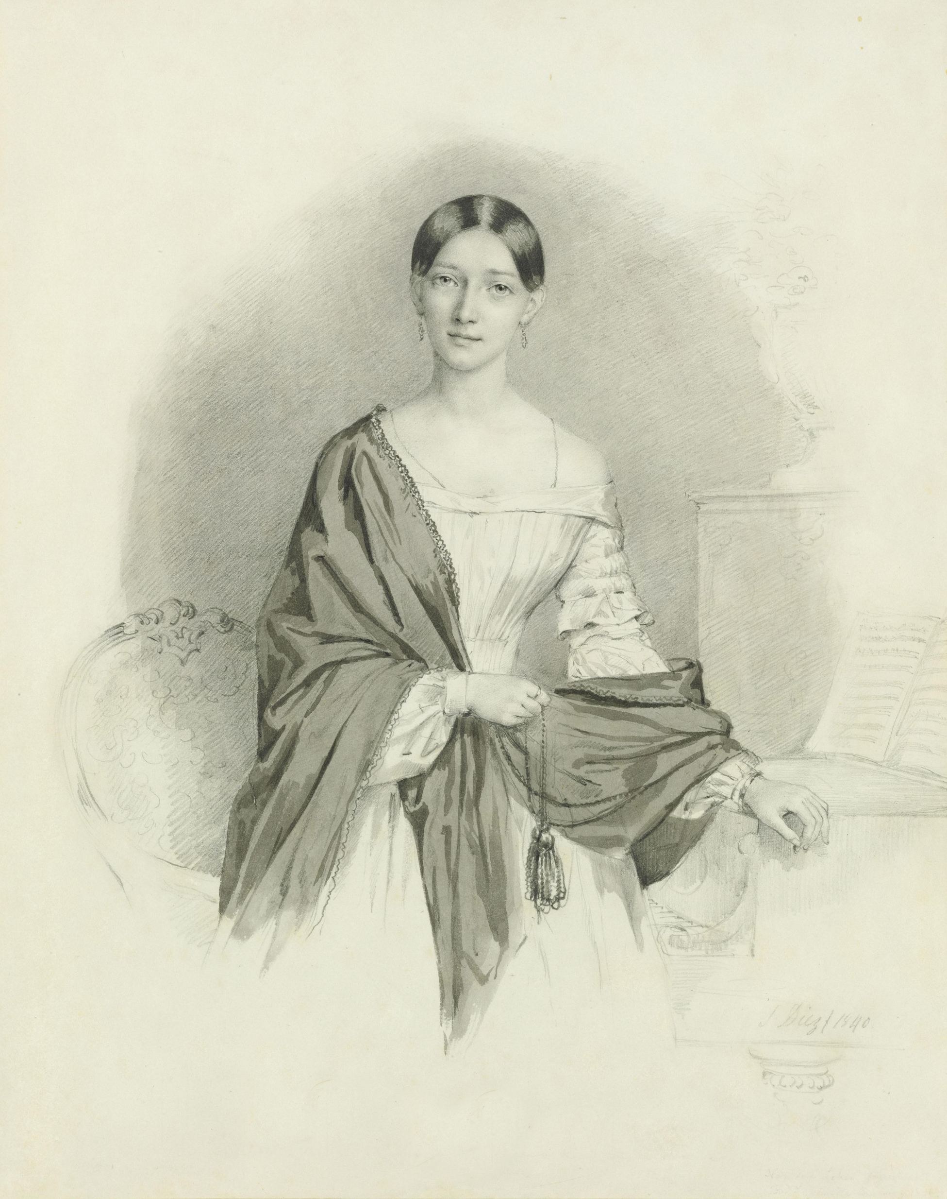 Drawing of Clara Schumanns. 